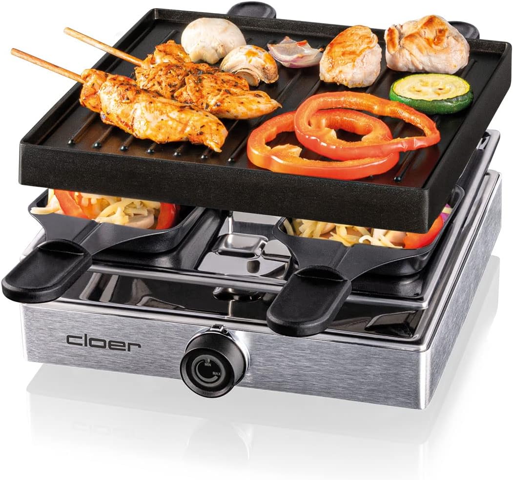 Cloer 6454 Griglia per Raclette con Piastra in Alluminio Pressofuso