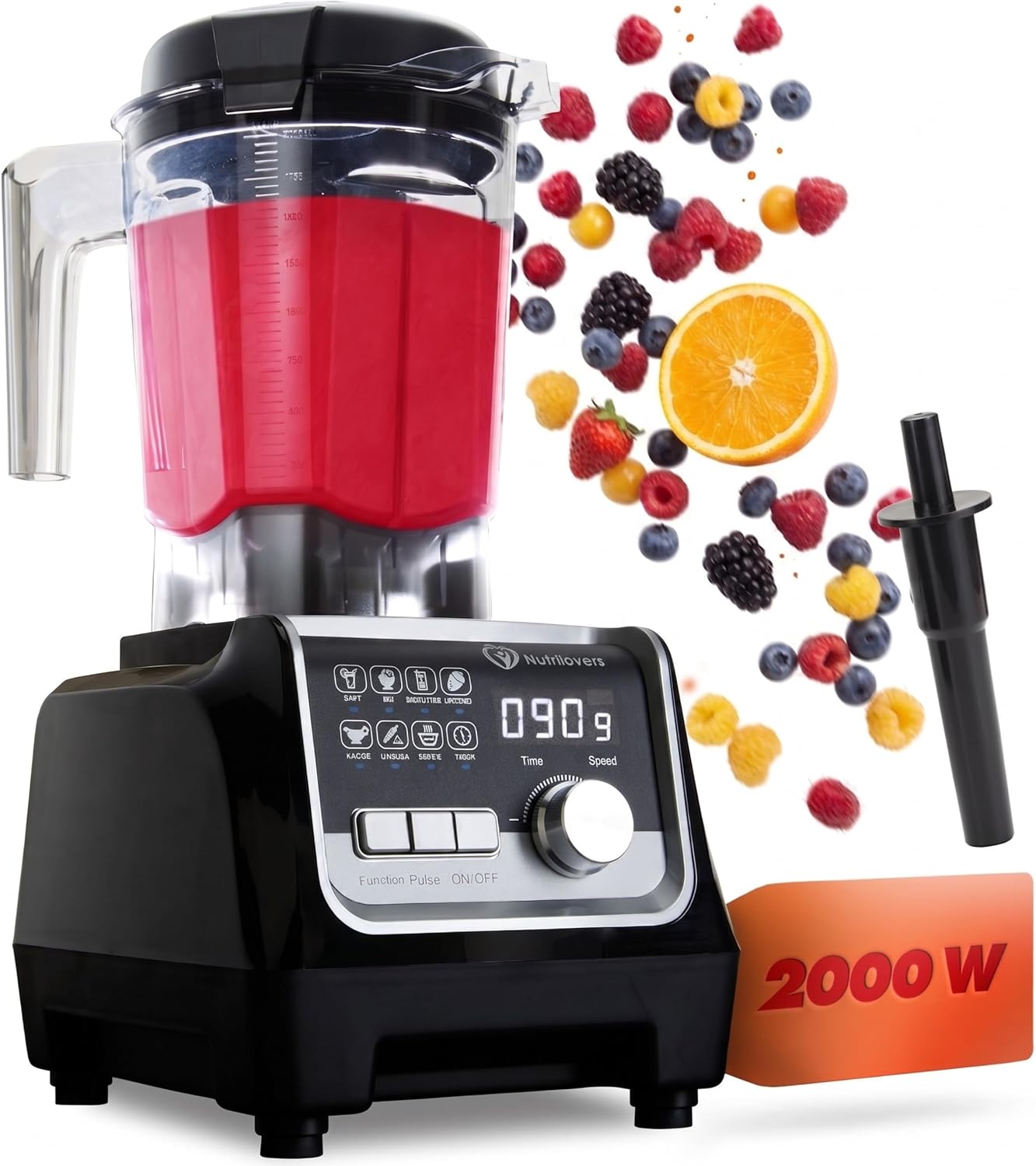 NUTRI-BLENDER MAX+ Frullatore ad Alte Prestazioni 2000 W, Professionale - 2 L, Tritan, Senza BPA, 9 