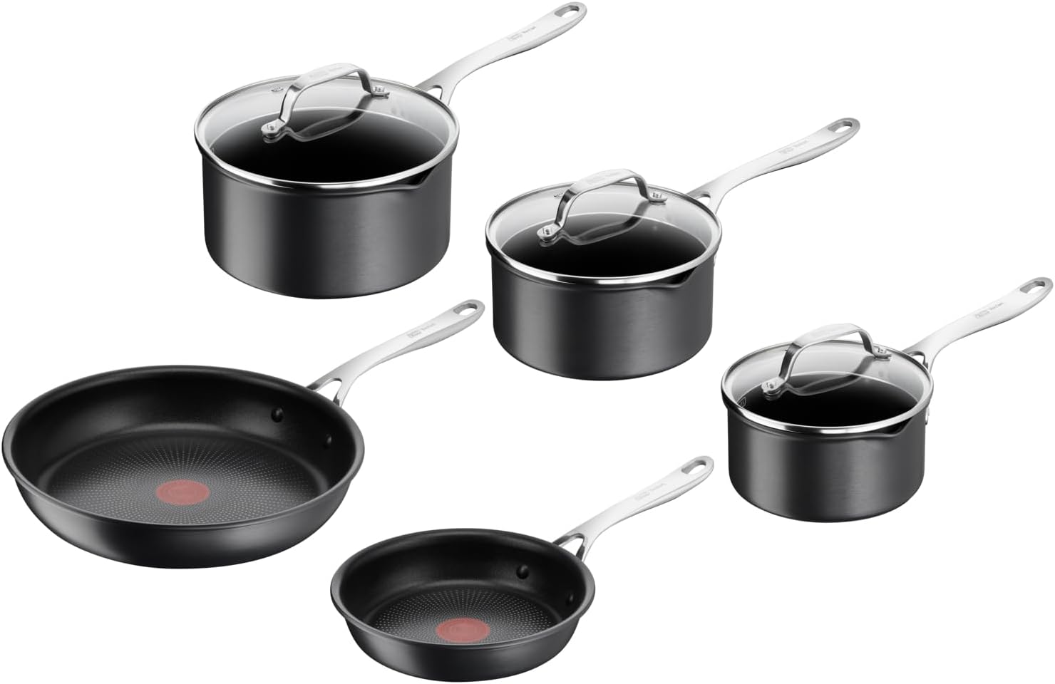 Jamie Oliver by Tefal Cook's Direct - Set di 5 pentole a induzione anodizzate dure, rivestimento