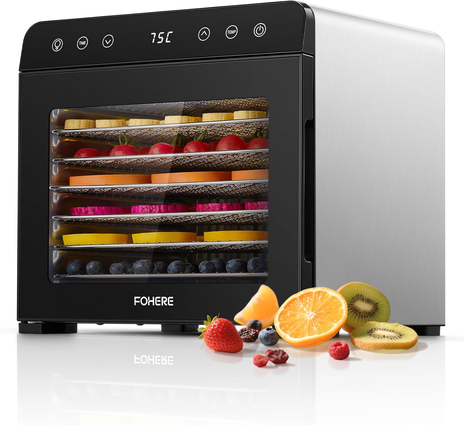FOHERE Essiccatore Alimentare 8 Vassoi in Acciaio Inox