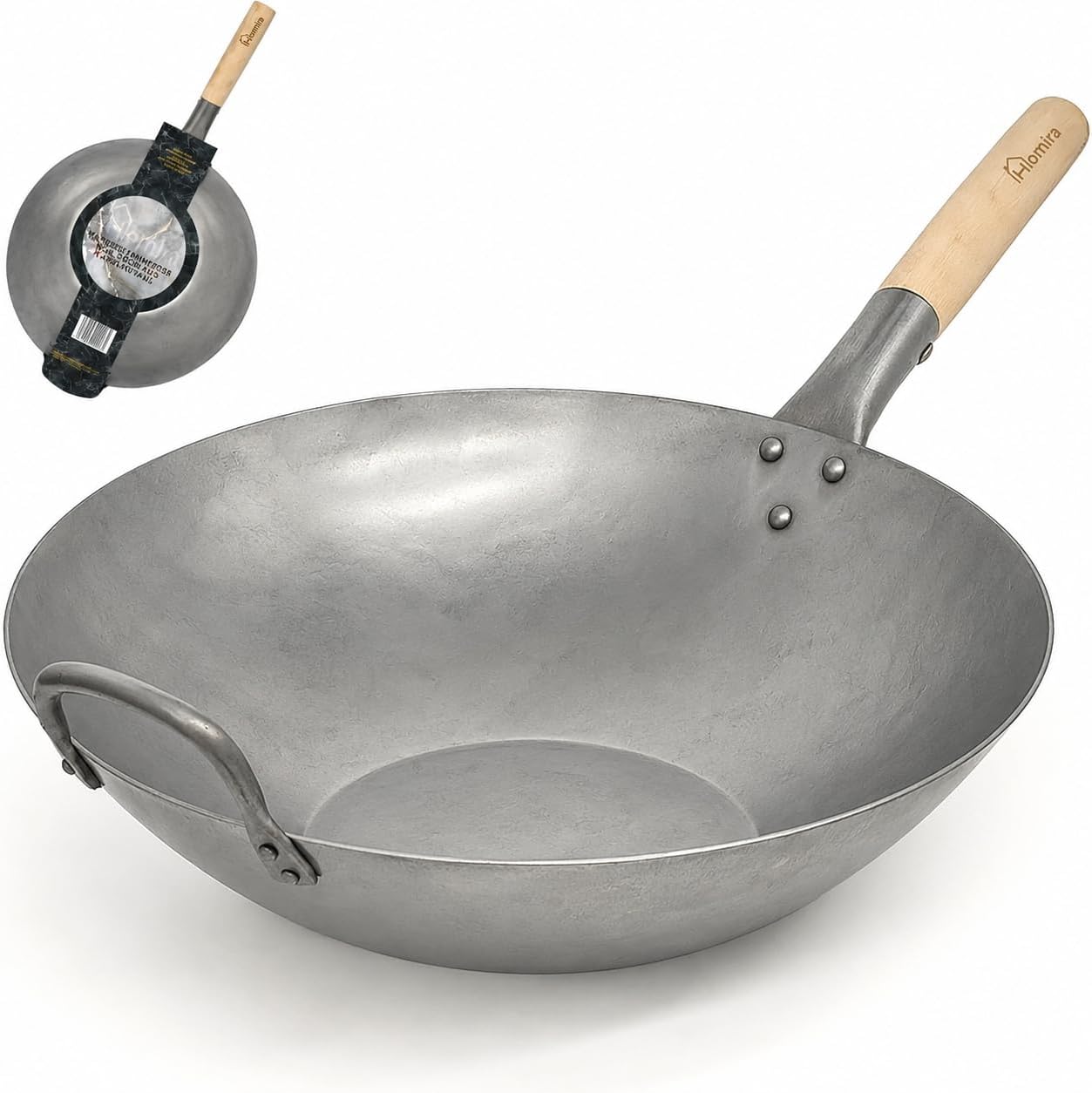 Homira Wok 36 cm in Acciaio al Carbonio
