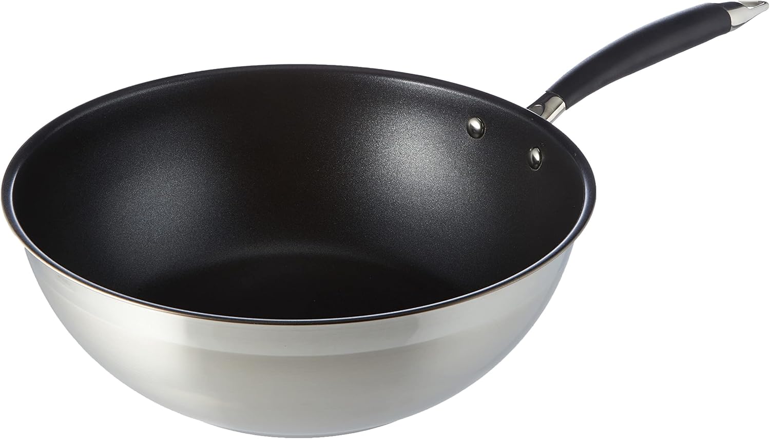 Amazon Basics Padella da wok in acciaio INOX