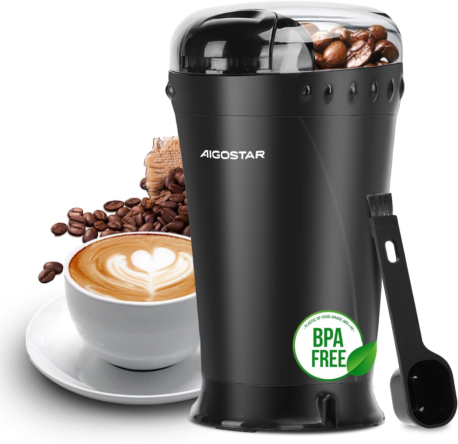 Aigostar Macinacaffè Elettrico con Lame in Acciaio Inossidabile