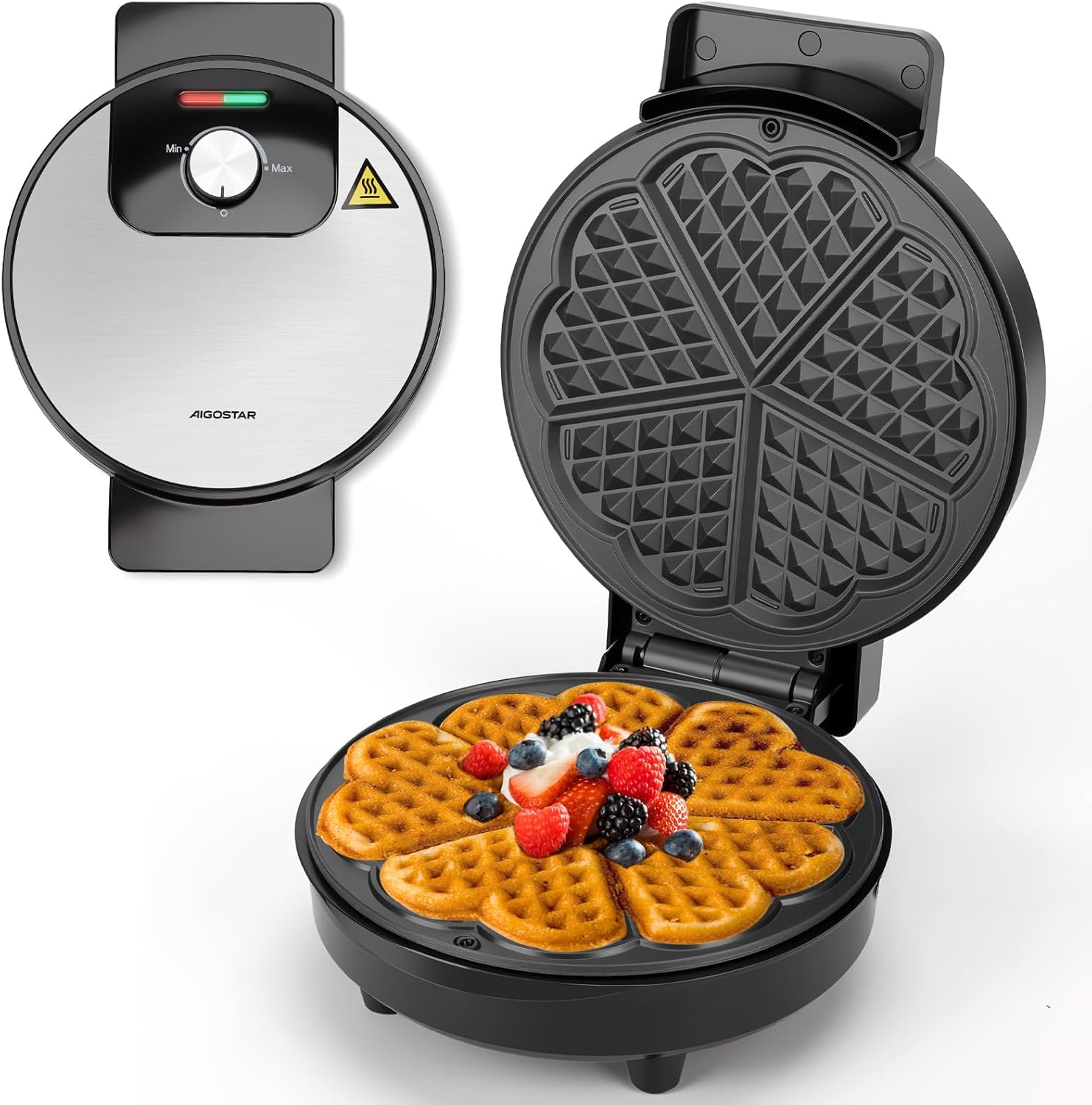 Aigostar Waffle Maker per Waffle a Cuore