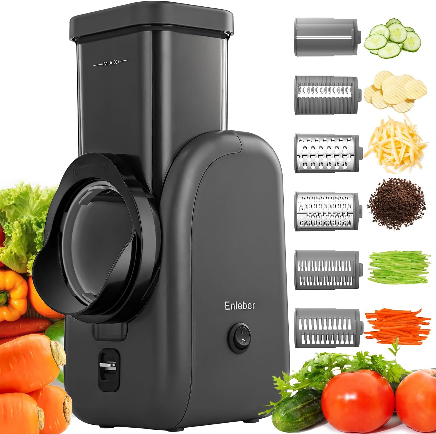 Tritatutto Elettrico 6 IN 1 Grattugia Multifunzione per Verdura