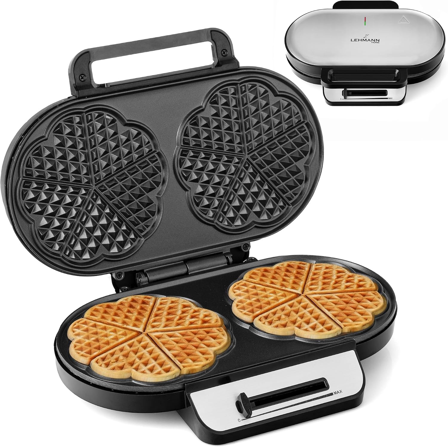 LEHMANN Doppio Piastra per Waffle a Forma di Cuore
