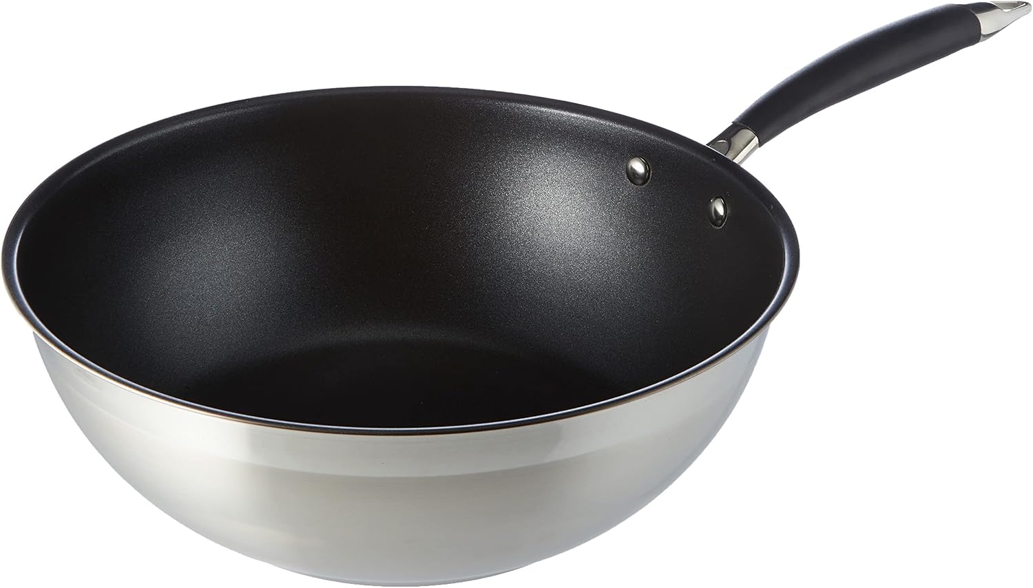 Amazon Basics Padella da wok in acciaio INOX