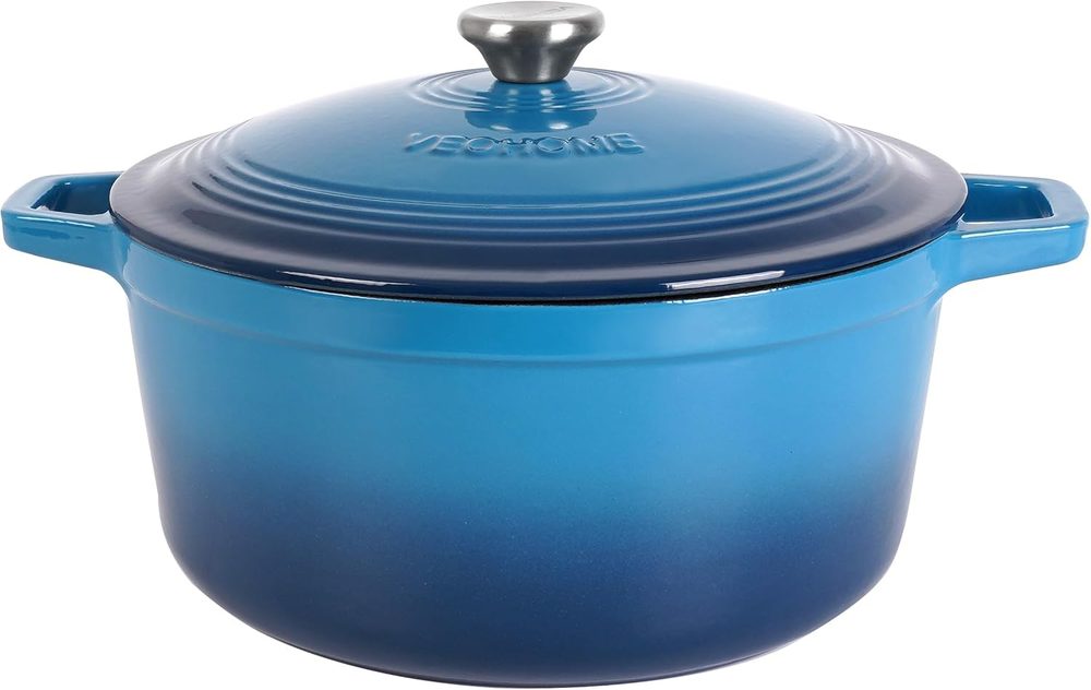Casseruola in Ghisa Smaltata VeoHome Blu 6L Ø28cm