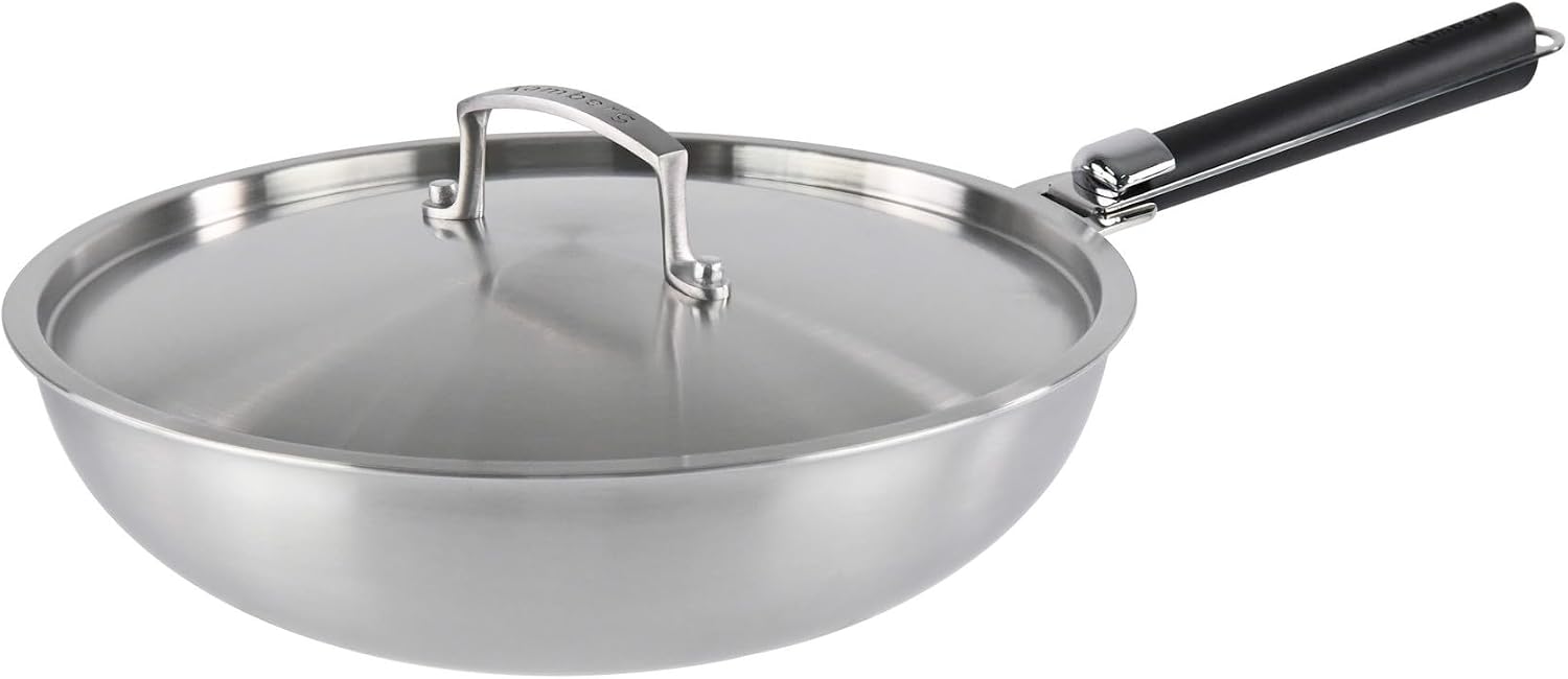 Kamberg - Wok in acciaio inox 28 cm manico rimovibile