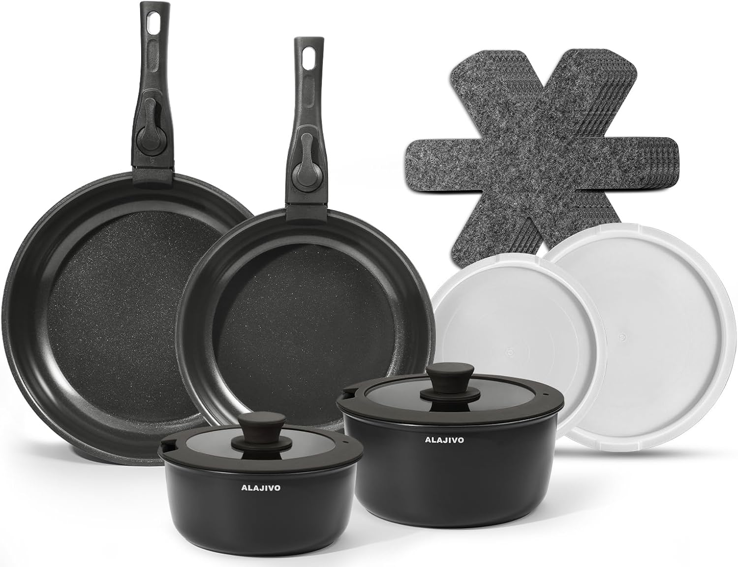 Set di pentole in ceramica con manico rimovibile
